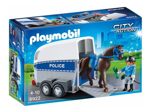 Personaje Policía Con Caballo Y Remolque 6922 - Playmobil