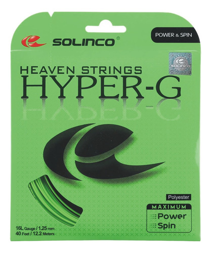 Cuerda De Raqueta De 12.2m Solinco Hyper-g Calibre 1.25 Mm Verde