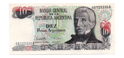 Billete Argentina 10 Pesos Argentinos Bottero 2614a Verde Ex