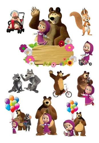 comprar Topo De Bolo Topper Personalizado Masha E O Urso Aniversário