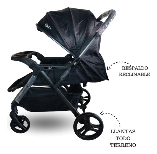 Carriola Para Bebé De Mango Reversible Negro Negro