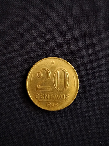 Moneda Brasil Bronce 20 Centavos 1946 Gestulio Vargas. J