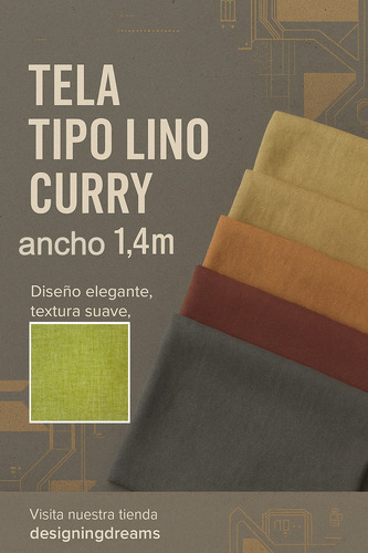 Tela Lino Curry Tramo 5m X 1.4m Colores Premium Verde Pasto Liso