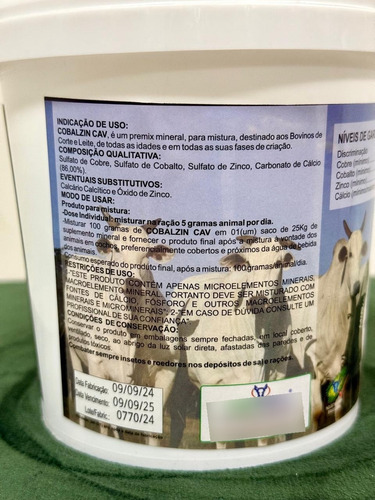Cobalzin Cav 2 Kg - Antianêmico, Cobalto, Cobre E Zinco
