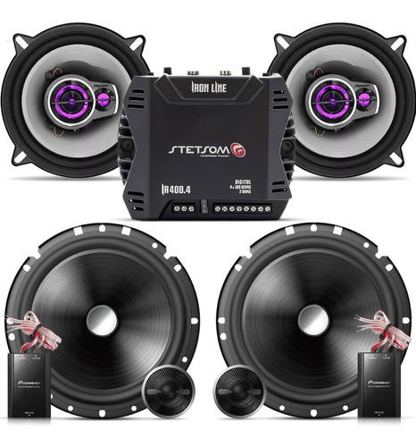 Auto Falante 2 Vias Pioneer 6 + Triaxial 5 + Módulo 4 Canais