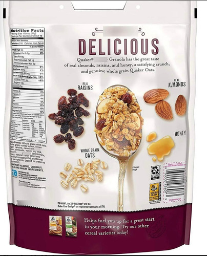 Quaker Granola Cereal Oats Raisins Almonds 2 Bolsas De 978gr