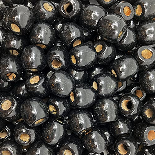 150 Perlas De Madera De Barril Pintadas Negro De 17 Mm ...