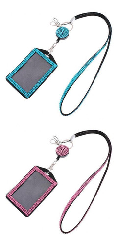 2x Rhinestone Sparkling Id Holder Correa Para El