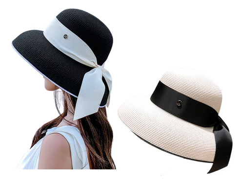 Chapeu Feminino Palha Praia Verão Elegante Estilo Hepburn