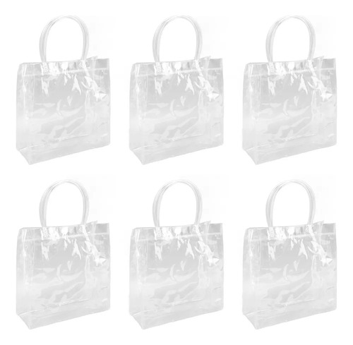 20 Sacolas De Presente De Pvc Transparente Com Alças 20x20x8