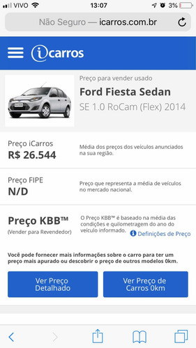 Ford Fiesta Sedan 1.0 Rocam Se Flex 4p 2014