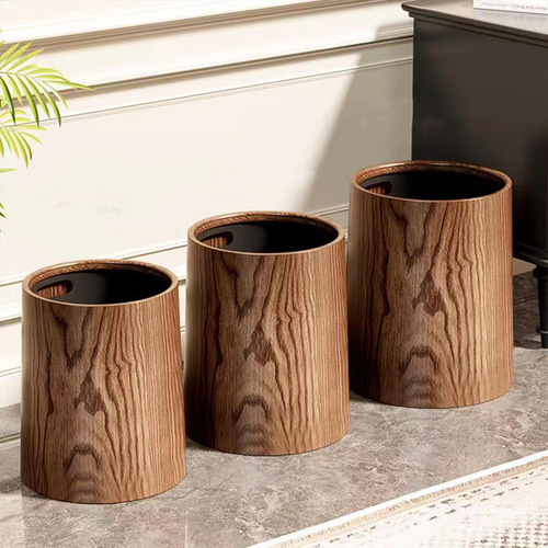 Bote De Basura De Grano De Madera, Elegante Cesta De 12l