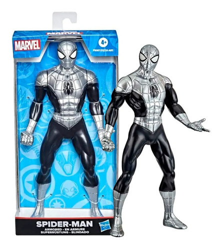 Figura Marvel Avengers 24cm Spiderman Gris Y Negro Hasbro