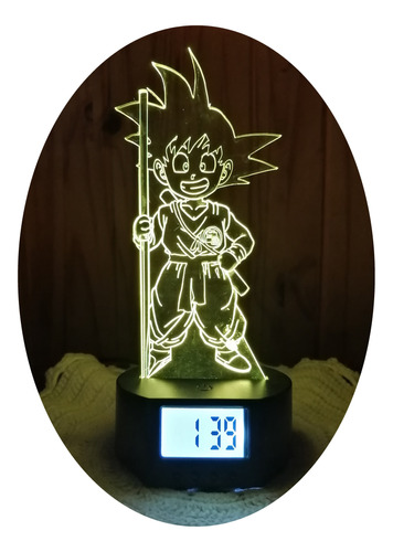 Lámpara 3d Dragon Ball Z Con Reloj Alarma 7 Colores Led Goku