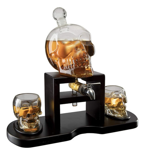 Skull Skeleton Wine & Whiskey Decanter Set 750 Ml Con 2 Skul