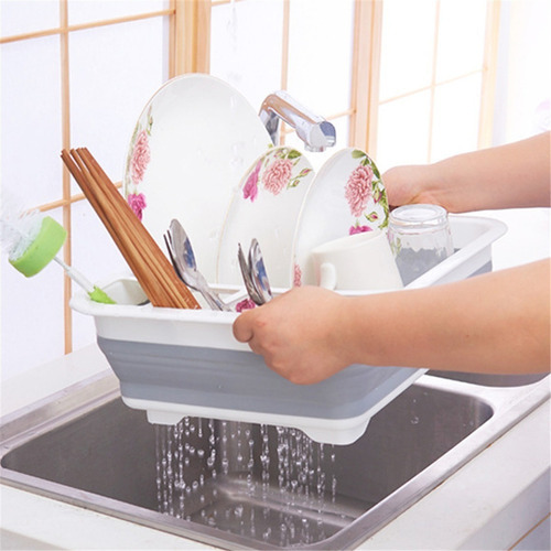 Imagen 2 de 10 de Secador Platos Multiusos Porta Cubiertos Plegable Cocina