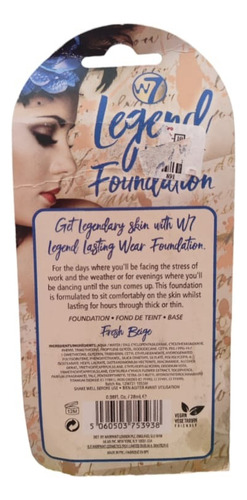 Base De Maquillaje W7 Legend Foundation Lasting Wear Beige