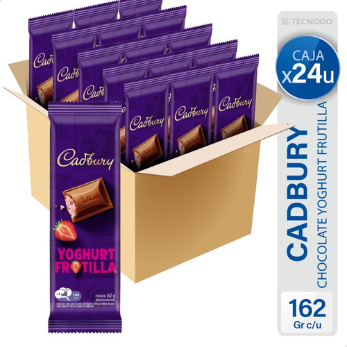 Caja Chocolate Cadbury Relleno Yoghurt Frutilla Chocolate