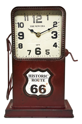 Reloj Gasolinera Roja Vintage Ruta 66 Decorativo De Fierro