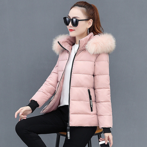 Abrigo De Algodón De Invierno Para Mujer, Cuello De Piel Rec
