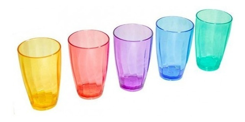 Vaso Acrilico Colores Transparente Facetado Oferta