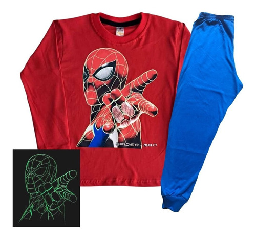 Pijama Brilla Oscuridad Glow Hombre Araña Spiderman 