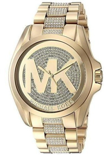 Relógio Michael Kors Mk6487 Dourado Bradshaw Logo Crstal