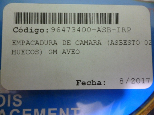 Empacadura Camara Gm Aveo 2 Huecos *asbesto* 6t