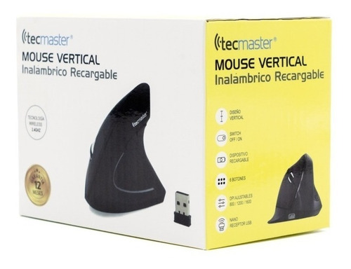 Mouse Vertical Inalámbrico Recargable Tecmaster