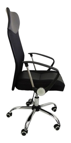 Cadeira de escritório Pelegrin 8009 ergonômica preta con estofado do couro sintético e mesh