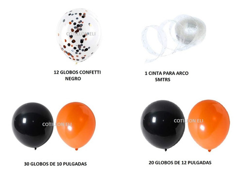 Arco Globos Decoracion Halloween Naranja Negro Confetti