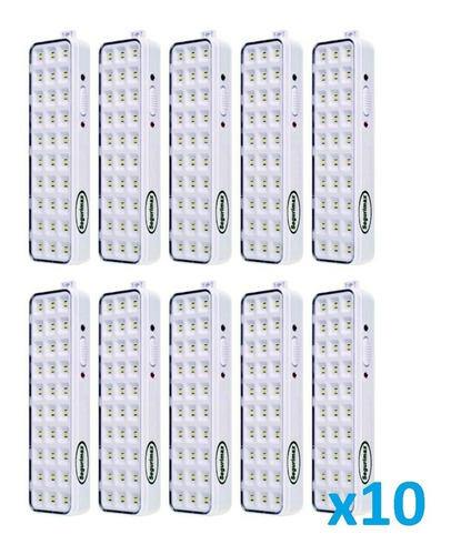 Imagem 1 de 5 de Kit 10 Luminária Segurimax Lâmpada Emergência Bivolt 30 Leds