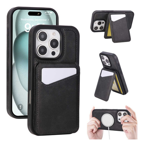 Funda De Piel Sintética Magsafe 2 En 1 Para iPhone 11 12 13 14 15 16 Pro Max 14plus 15plus 16plus
