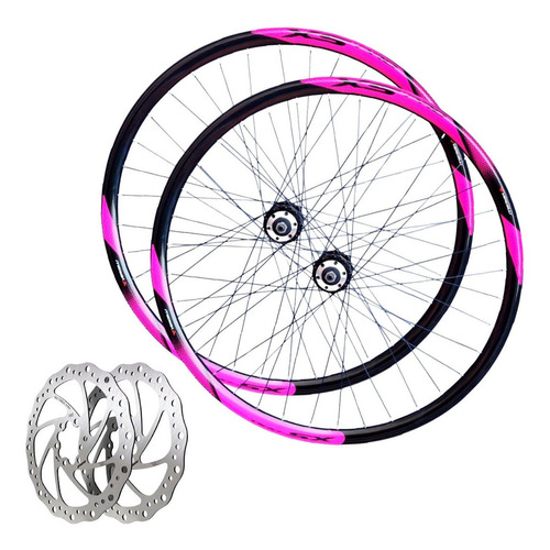 Rodas + Discos Aro 29 Mtb K7 Gta Vercelli 36f Mtb O Par Rosa