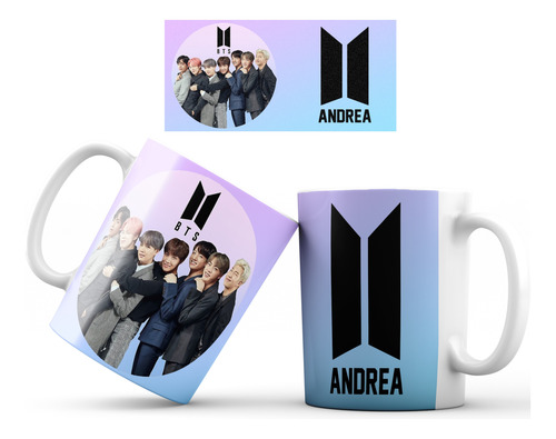 Mug Taza Bts K-pop Con Nombre Personalizado Música Army