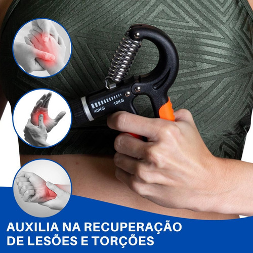 Imagem 2 de 9 de Hand Grip Mola Com Ajuste 10kg A 40kg Fisioterapia Mãos