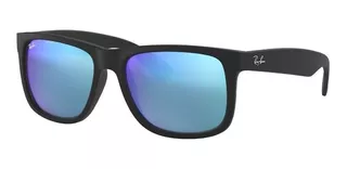 Anteojos de sol Ray-Ban Justin Color Mix Standard con marco de nailon color matte blue, lente blue de cristal espejada, varilla matte blue de nailon - RB4165