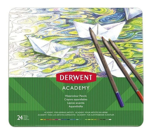 Lapices De Acuarela Derwent De 3.3 Mm Lata De Metal 24-pack