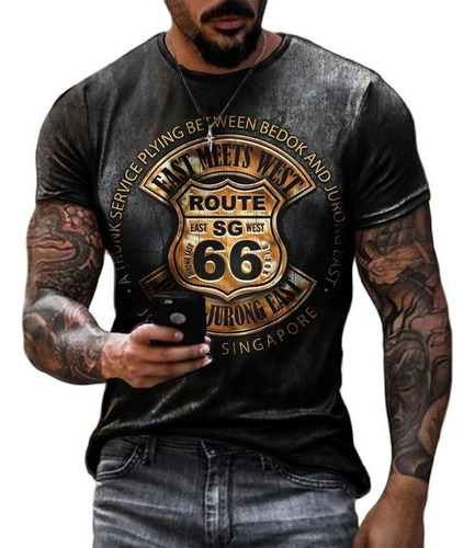 Camisetas Estampadas En 3d For Hombre Retro America Route 66