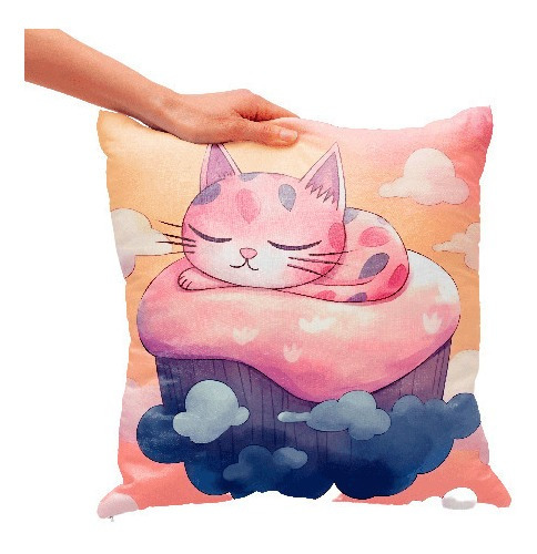Souvenir Cumplea 5 Almohadas 25x25 Cm Gato Gatitos Acuarela