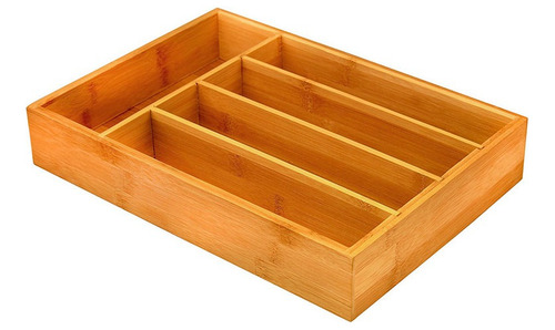 Imagen 2 de 9 de Cubiertero Organizador Bambu 5 Divisiones Cubertero 35x25cm