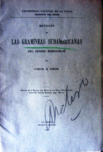 Las Gramíneas Sudamericanas Hierochloe, Parodi 1941