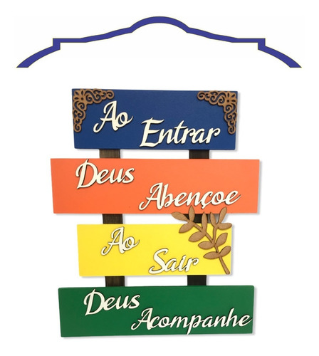 Placa Decorativa Deus Abençoe Deus Acompanhe Mdf Porta Casa 