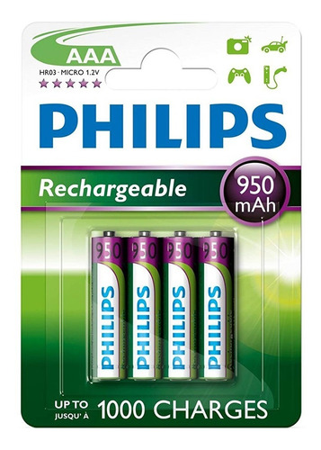 Pilas Recargables Philips Aaa Pack X 4 950mah Febo