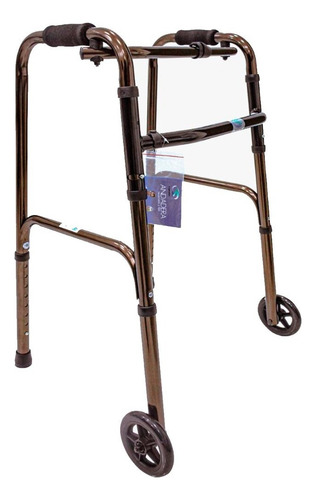 Andadera Para Adulto De Aluminio Con Ruedas Color Bronce