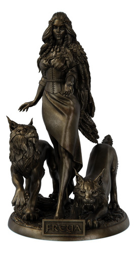 Estátua De Freya Deusa Imagem Nórdica Rainha Das Valquírias Cor Cor Ouro Velho