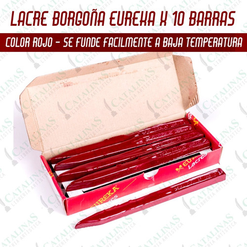 Eureka Lacre En Barras Rojo Borgoña Caja X 10 Microcentro