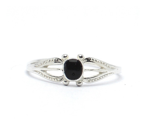 Anillo Delicado En Plata 925 Y Ónix  Inspira Piedra Negra