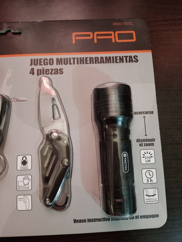 Multiherramientas Tactix Camping + Linterna Led 4 Pzs C/ba