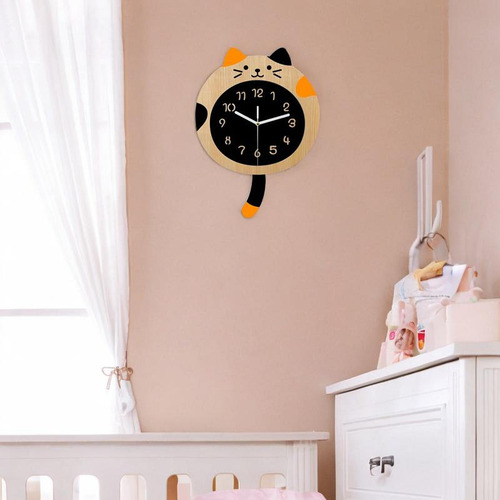 Reloj De Pared De Animales Con Cola, Grano De Madera